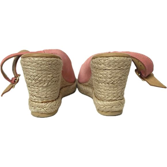 GARNET HILL Nubuck Leather Wedge Slingback Espadrille Size‎ 8 Pink Made In Italy - Picture 11 of 13